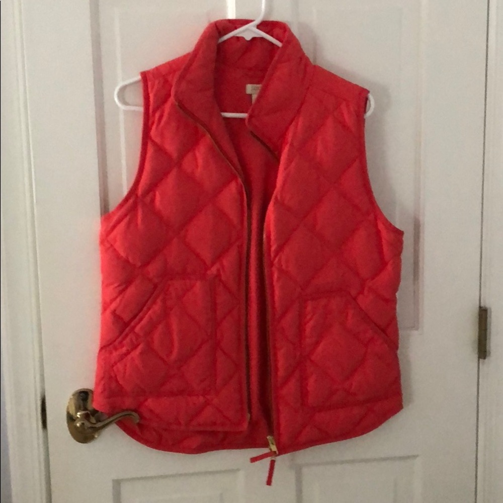 J crew dark pink puffer vest